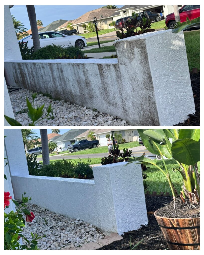 Mold removal from a landscaping wall in Lakewood Ranch