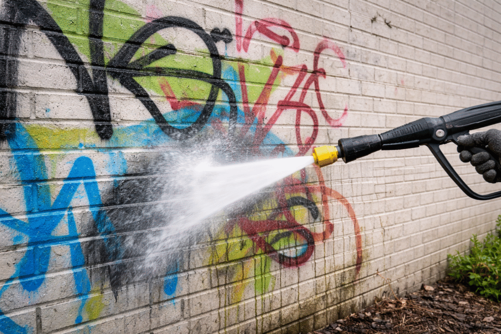 can pressure washing remove graffiti
