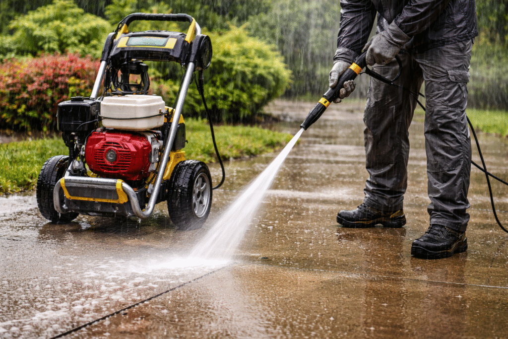 should you pressure wash in the rain
