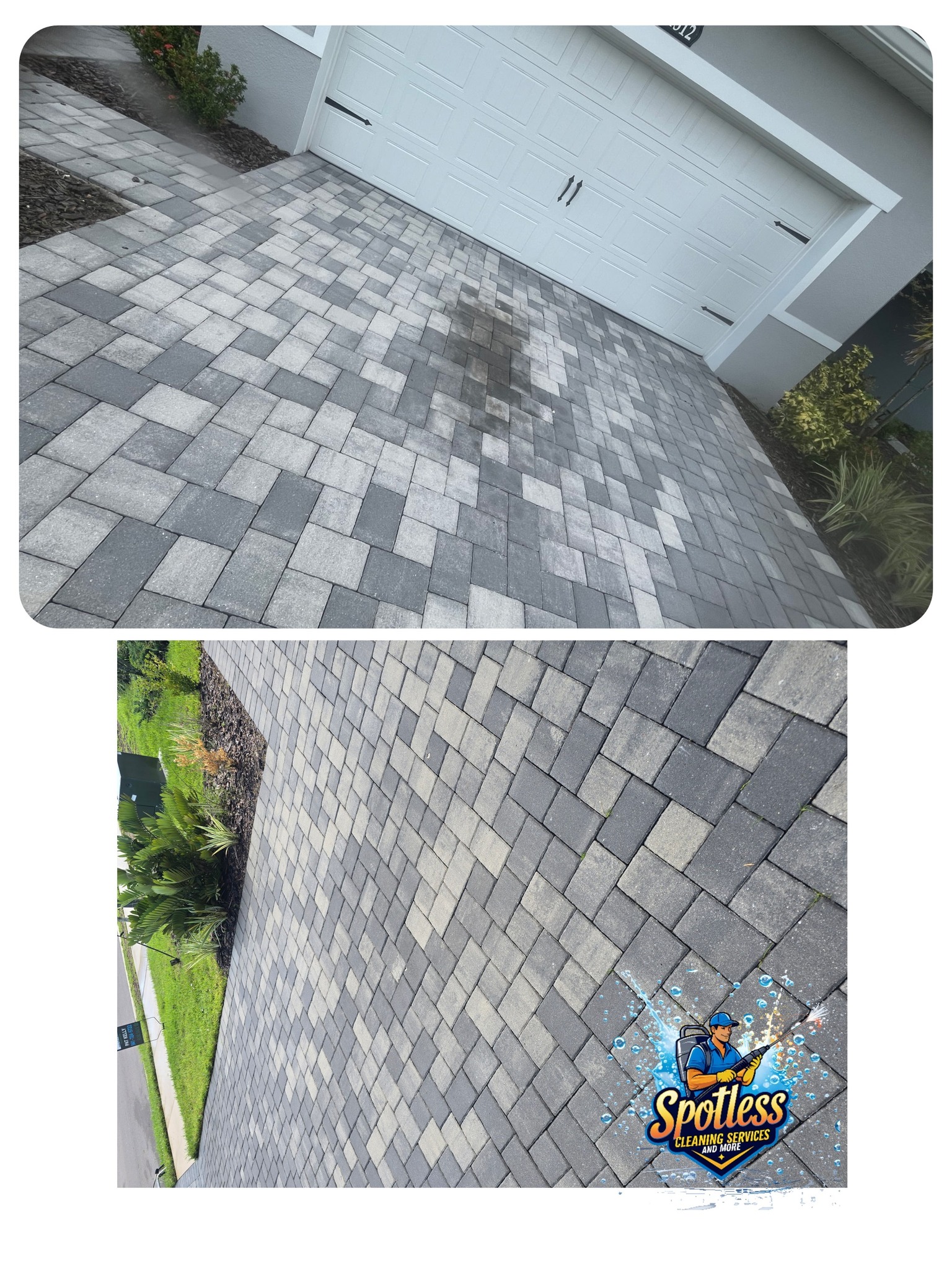 Paver Driveway Oil Stain Removal in Lakewood Ranch