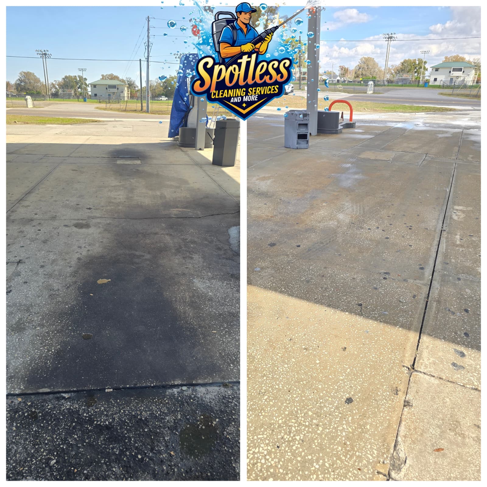 gas station concrete cleaning