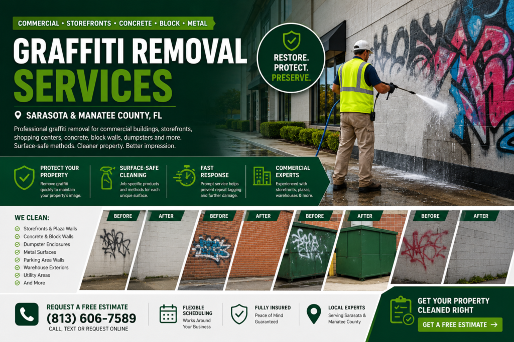 Commercial graffiti removal services in Sarasota and Manatee County Florida
