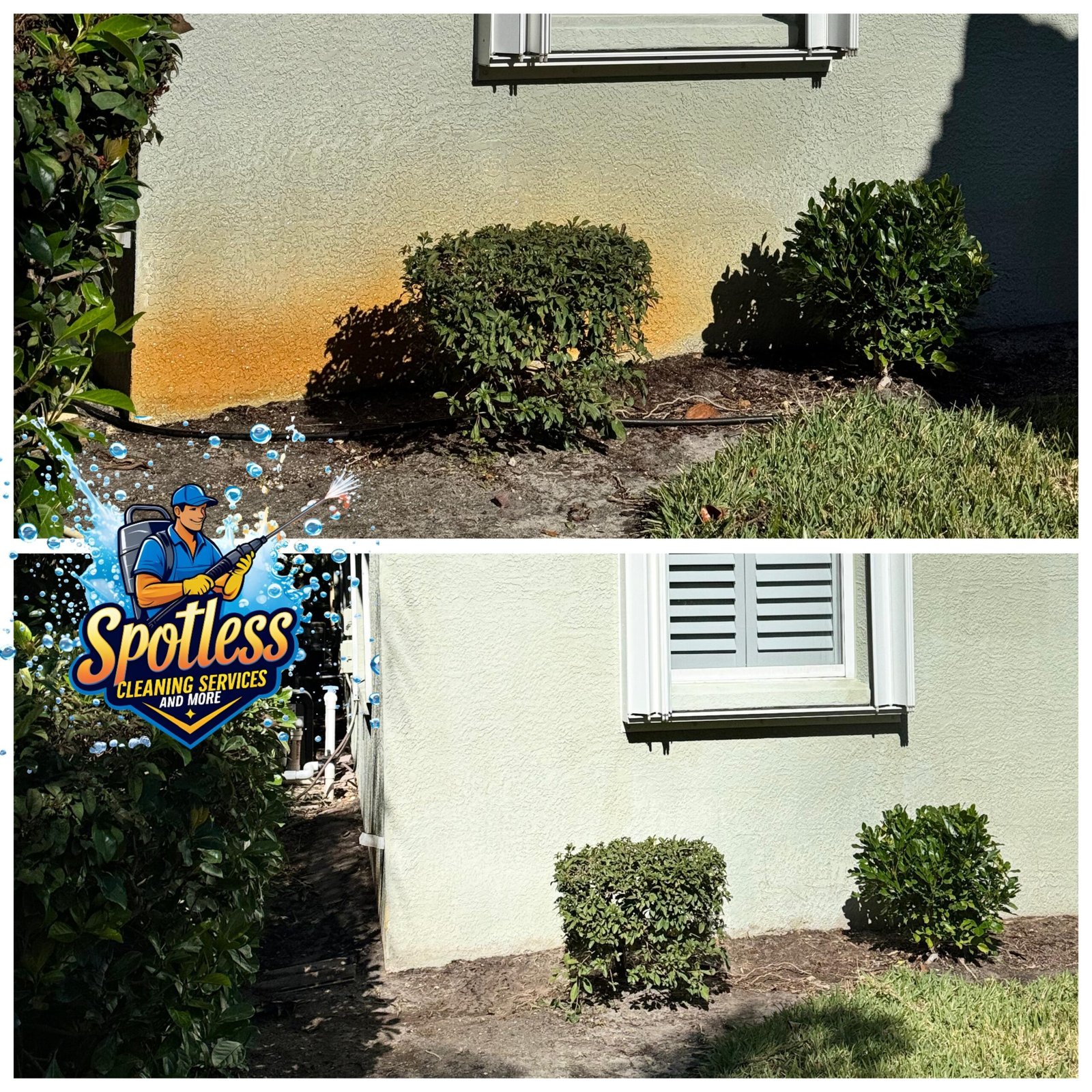 Rust stain removal before and after results