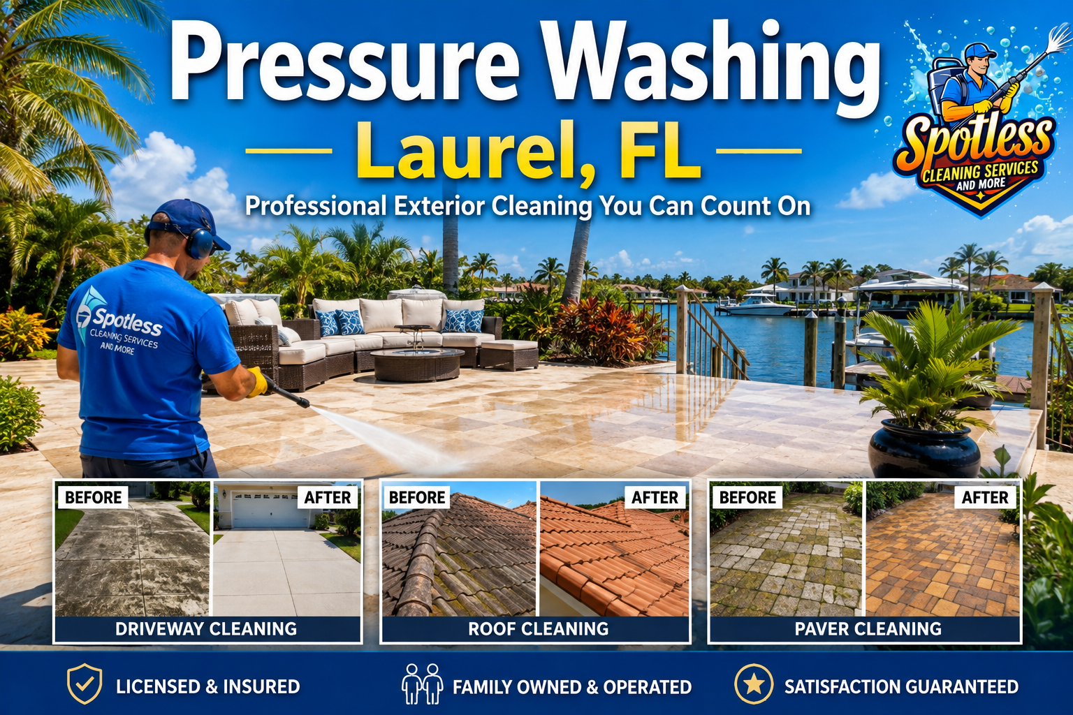 Pressure washing and soft washing services in Laurel Florida
