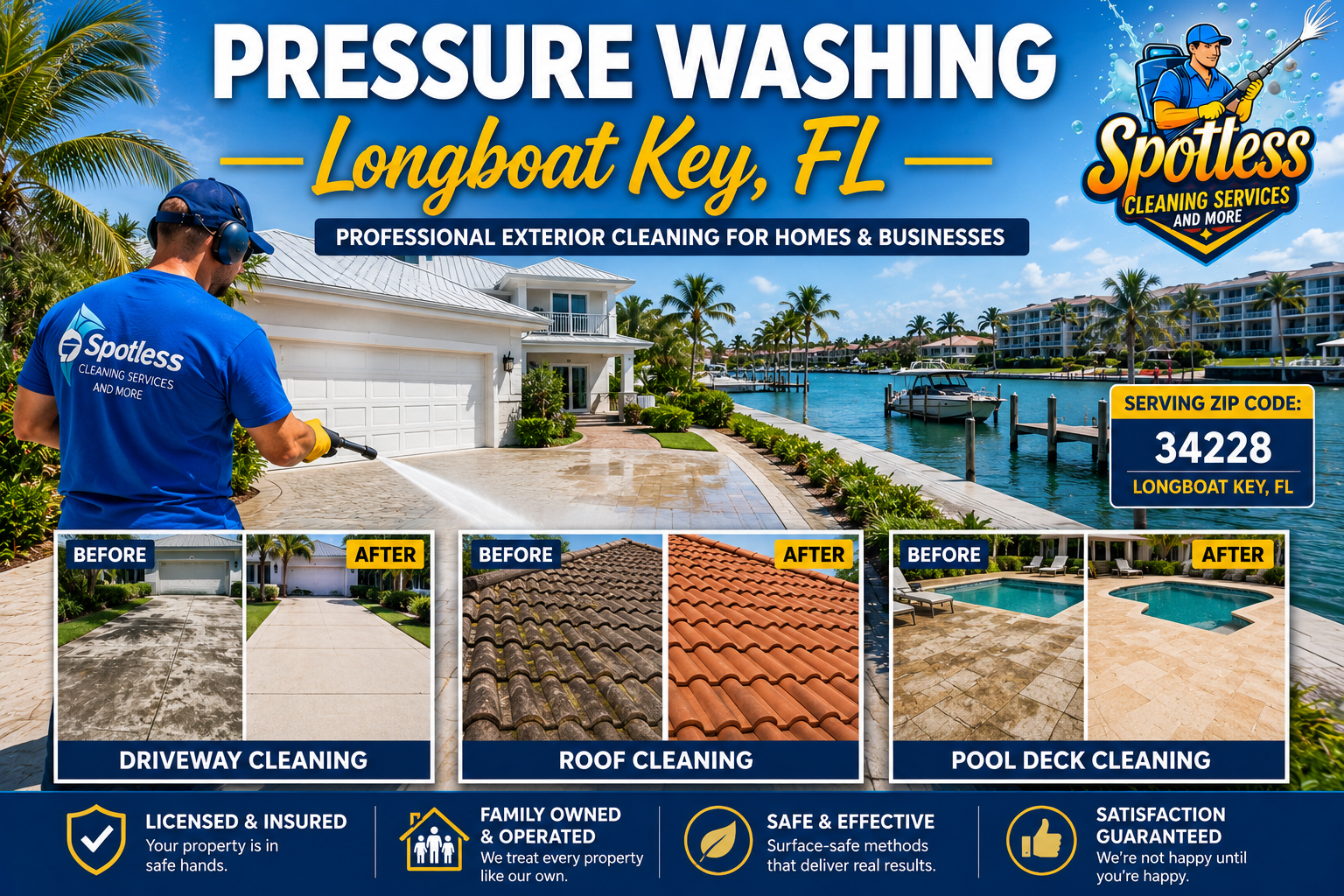 Pressure washing and soft washing services in Longboat Key Florida