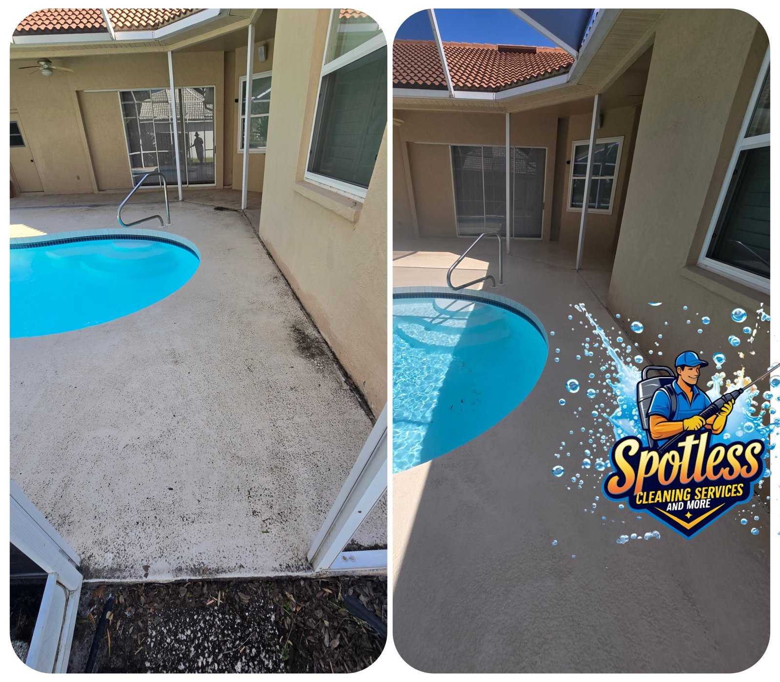Kool Deck textured surface soft wash cleaning in Tara Florida