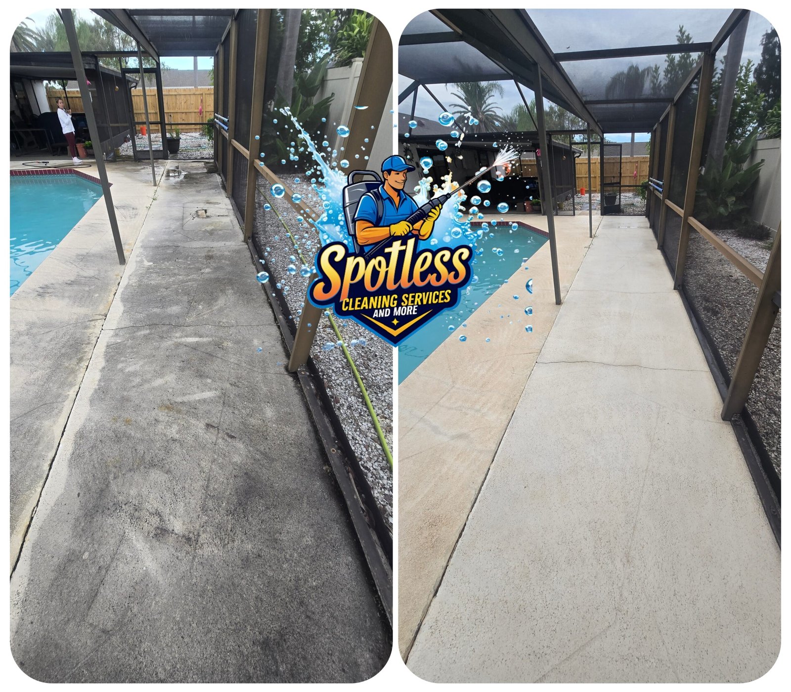 Professional pool deck pressure washing near Sarasota Florida