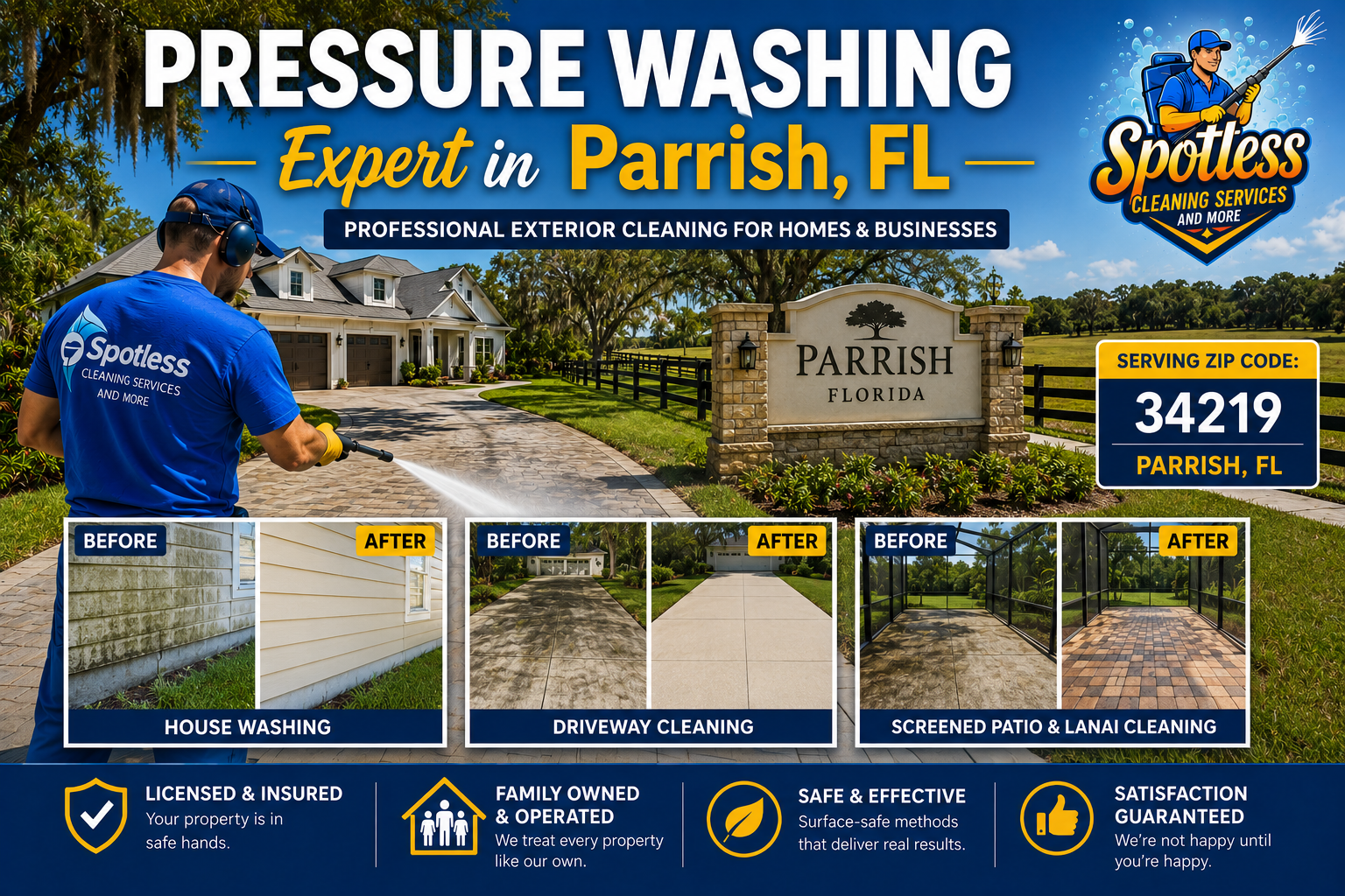 Professional pressure washing services in Parrish Florida