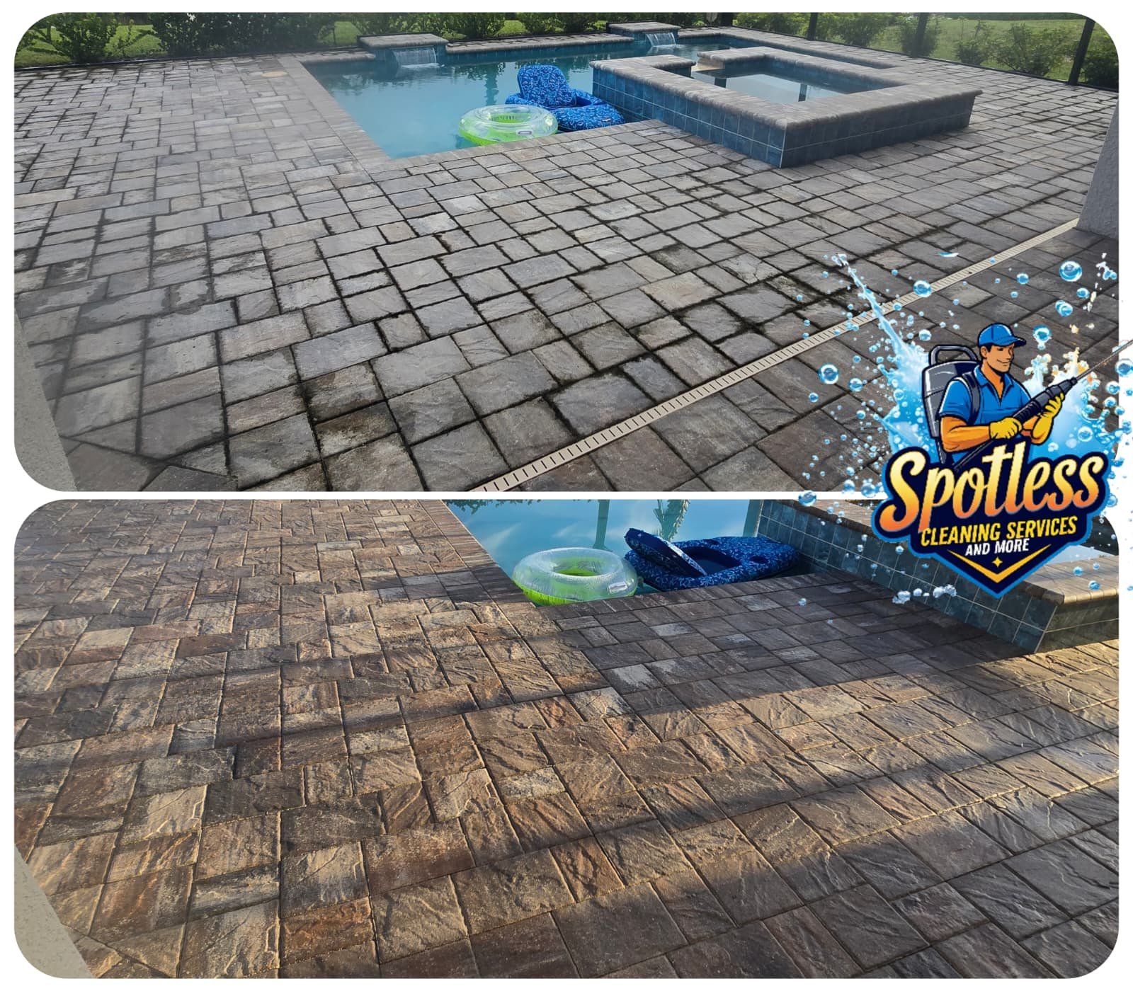 Paver pool deck cleaning in Sarasota and Manatee County Florida