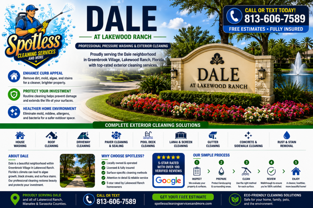 Pressure washing in Dale at Lakewood Ranch by Spotless Cleaning Services and More