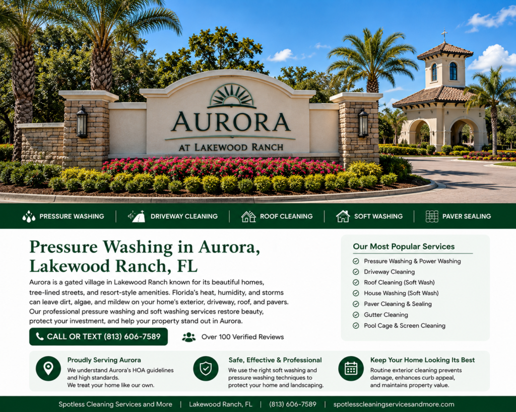 Pressure washing in Aurora , Lakewood Ranch FL by Spotless Cleaning Services and More