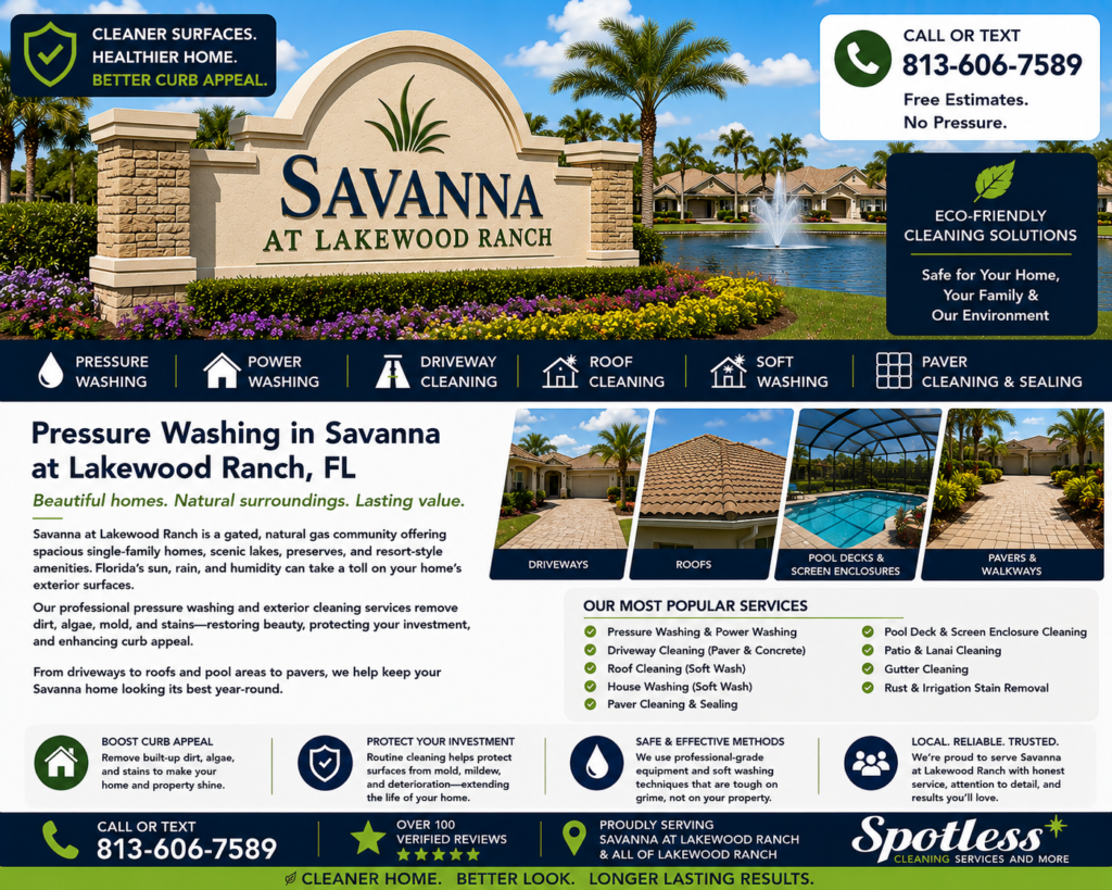 Pressure washing in Savanna at Lakewood Ranch FL by Spotless Cleaning Services and More