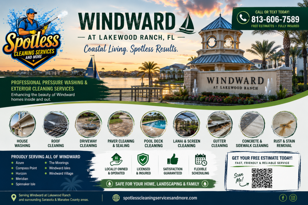 Pressure washing in Windward at Lakewood Ranch by Spotless Cleaning Services and More
