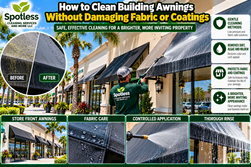 how to clean building awnings