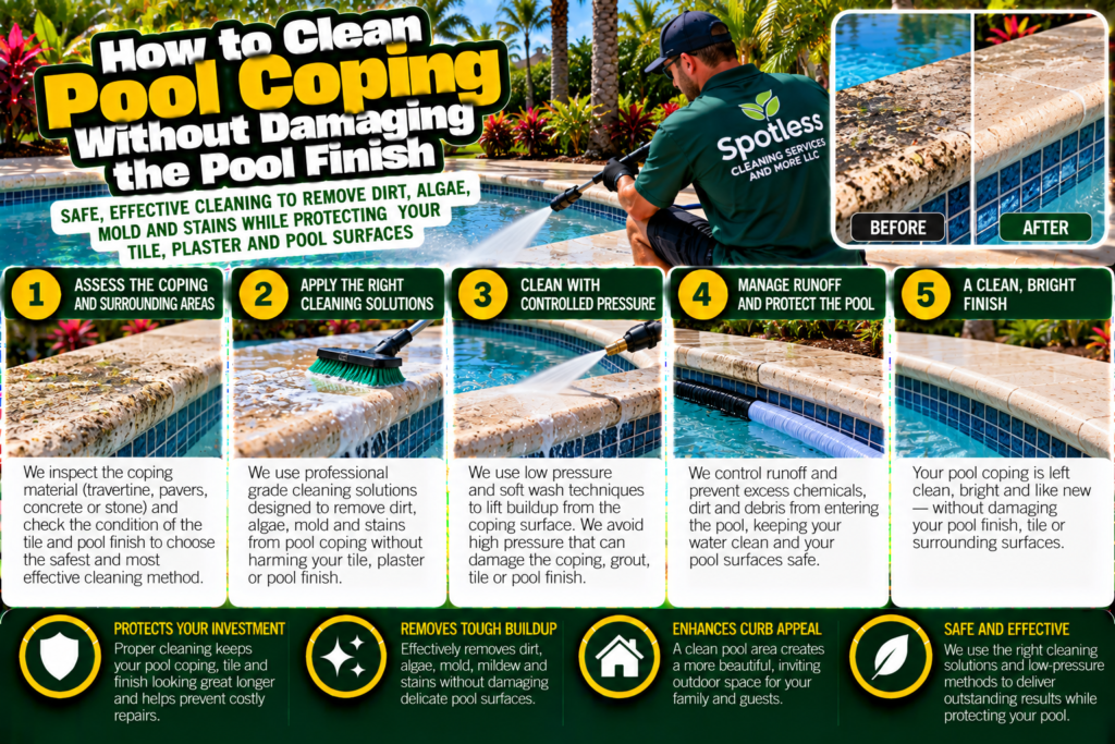 clean pool coping without damaging the pool finish