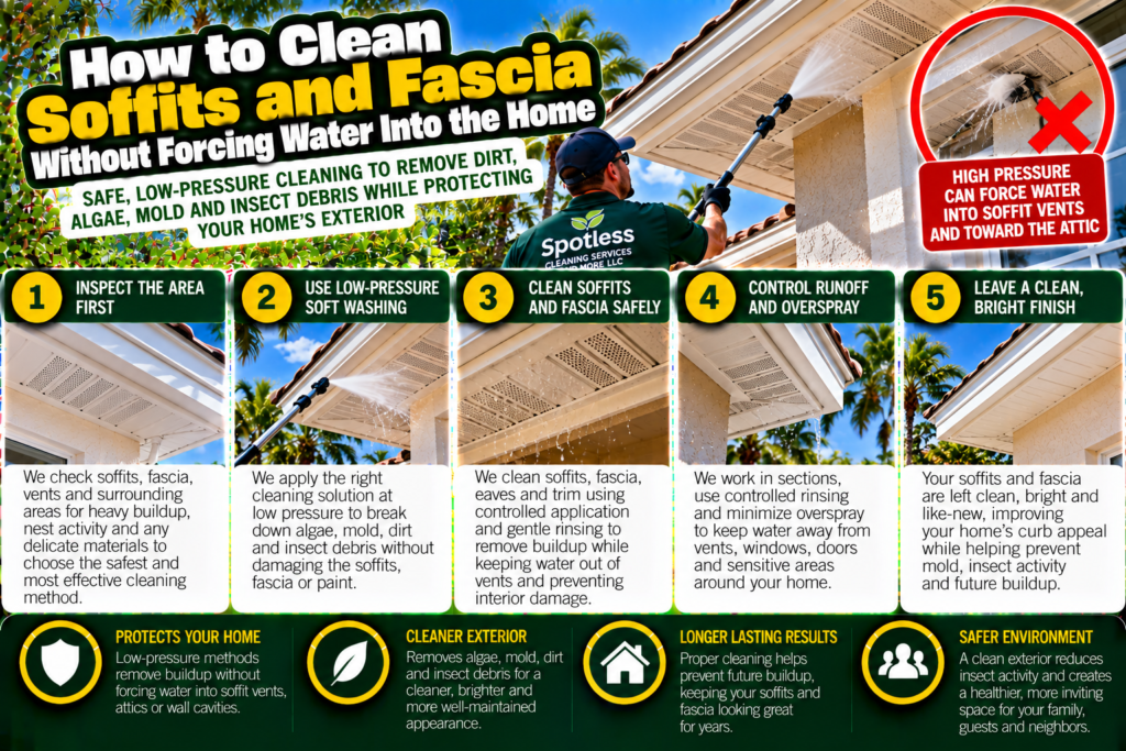 clean soffits and fascia without forcing water into the home