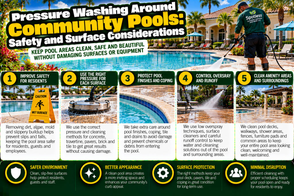 pressure washing around community pools