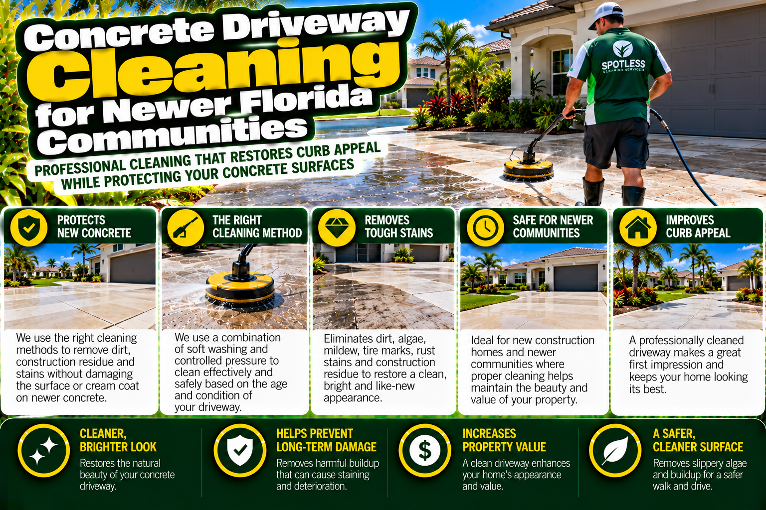 Professional concrete driveway cleaning methods for Bradenton Florida homes