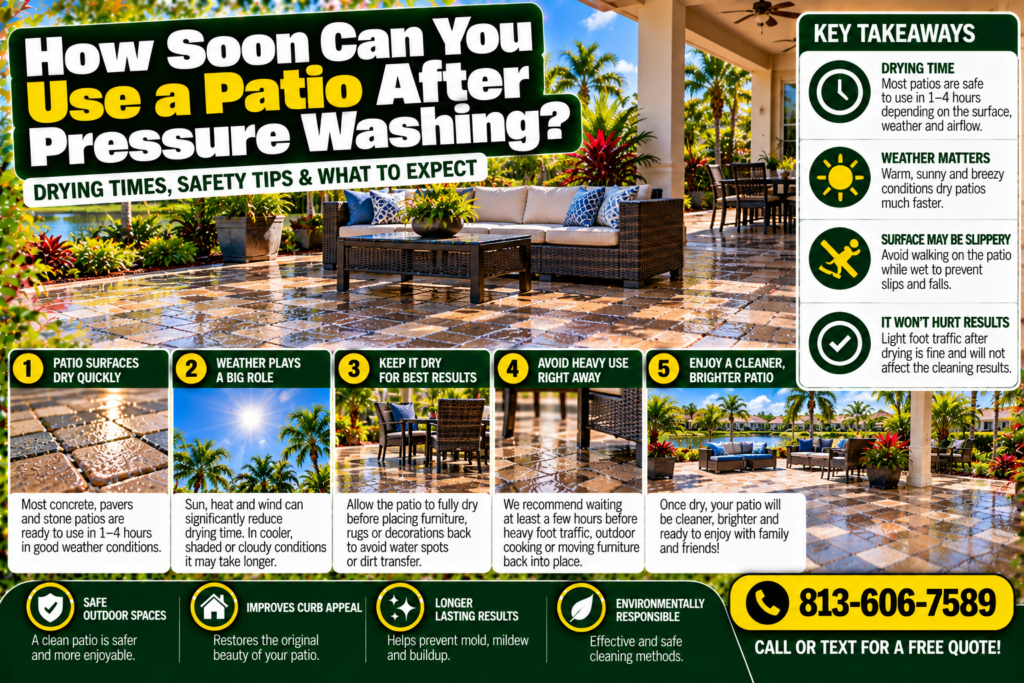 how soon can you use a patio after pressure washing