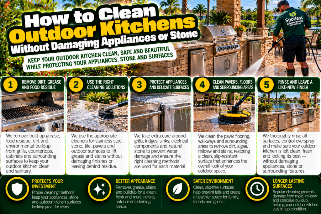 clean outdoor kitchens without damaging appliances or stone