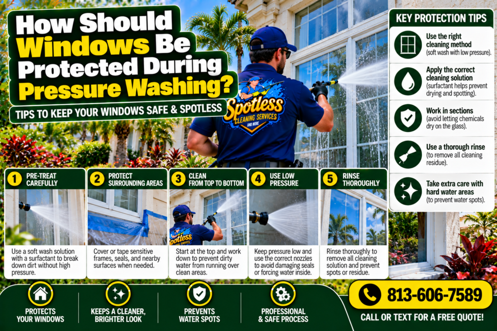 protect windows during pressure washing