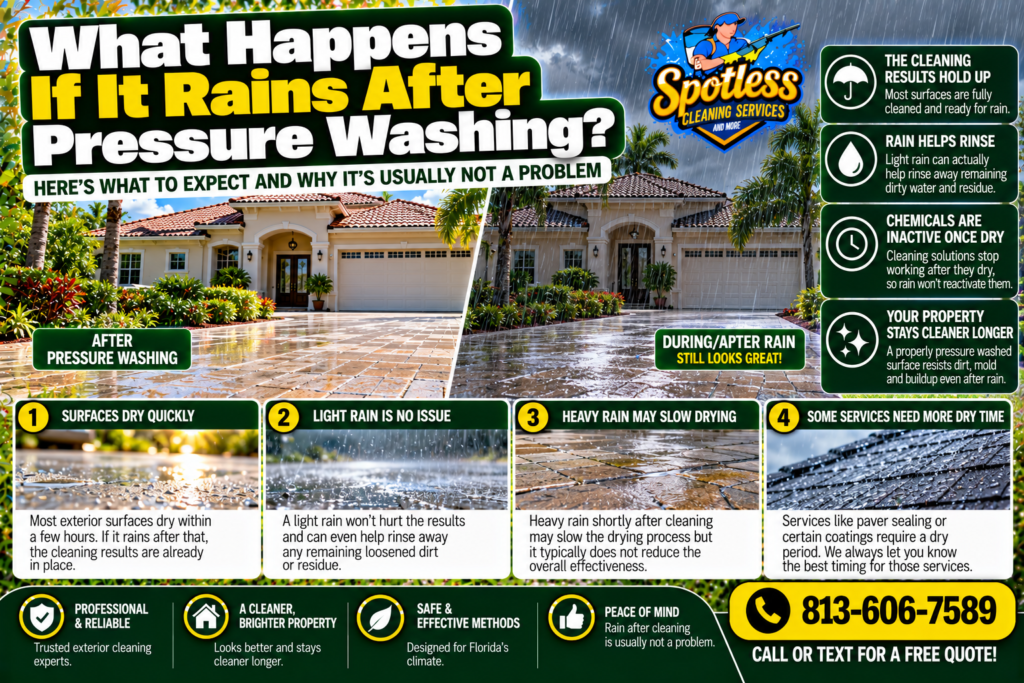 rain after pressure washing